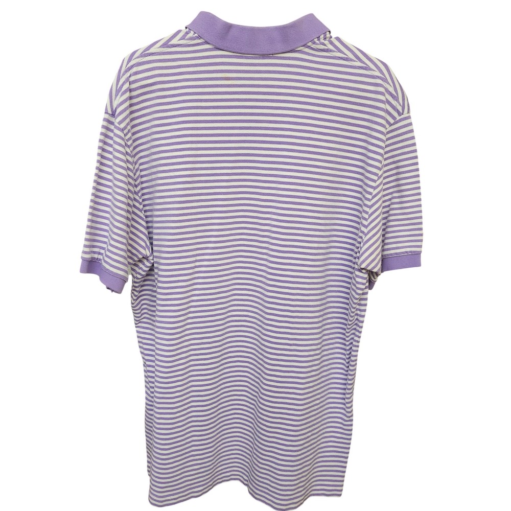Polo Ralph Lauren Mens XL Purple White Striped Golf Cotton Polo Shirt 90's Y2K - Picture 9 of 9